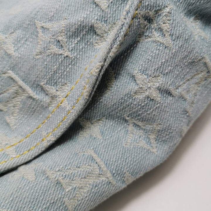 Louis Vuitton Monogram Denim Let Go PM Tote Bag Sky Blue Gold Hardware