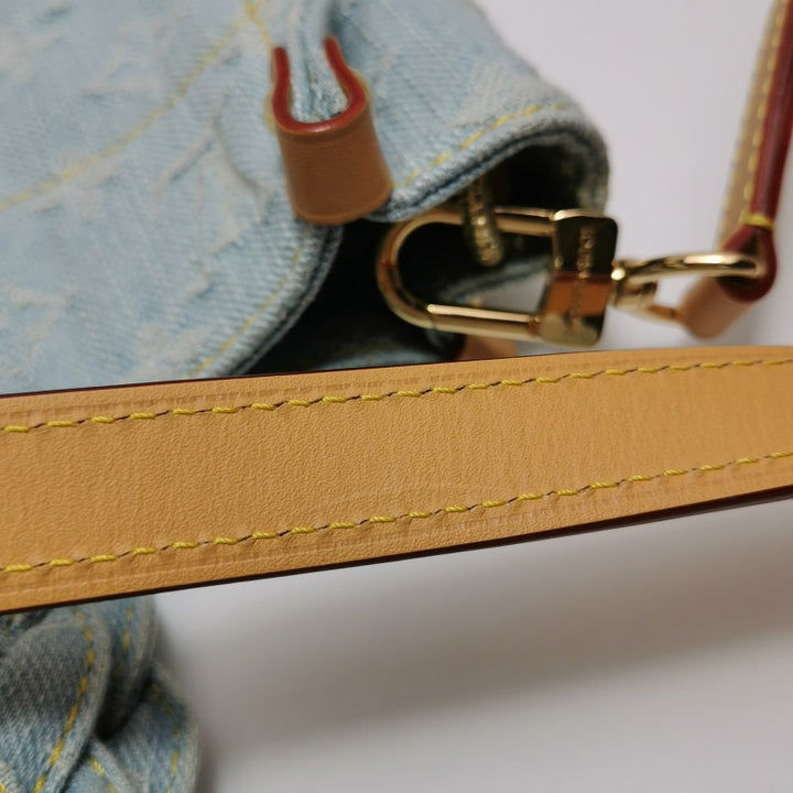 Louis Vuitton Monogram Denim Let Go PM Tote Bag Sky Blue Gold Hardware