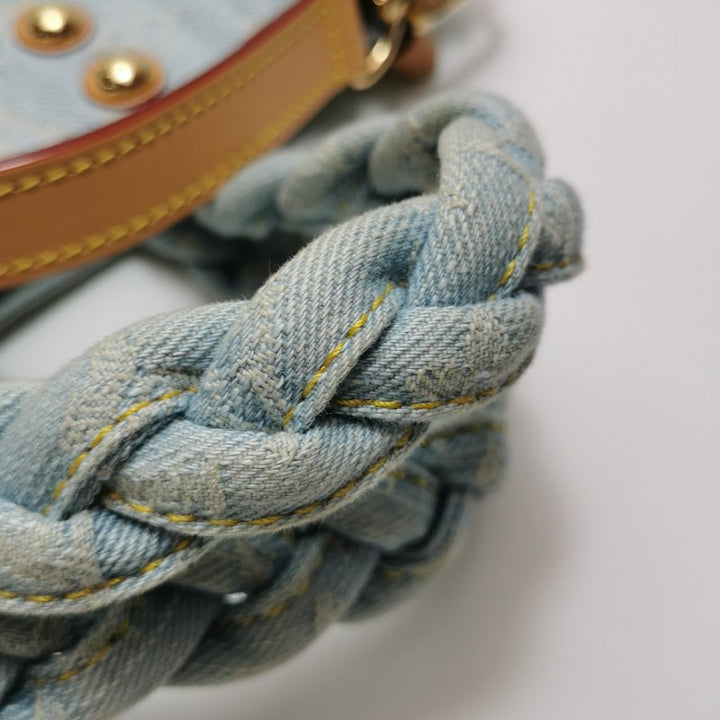 Louis Vuitton Monogram Denim Let Go PM Tote Bag Sky Blue Gold Hardware