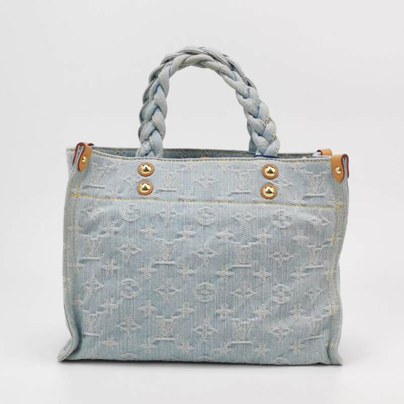 Louis Vuitton Monogram Denim Let Go PM Tote Bag Sky Blue Gold Hardware