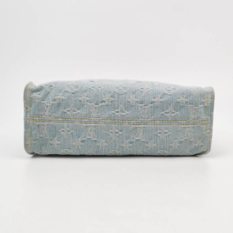 Louis Vuitton Monogram Denim Let Go PM Tote Bag Sky Blue Gold Hardware