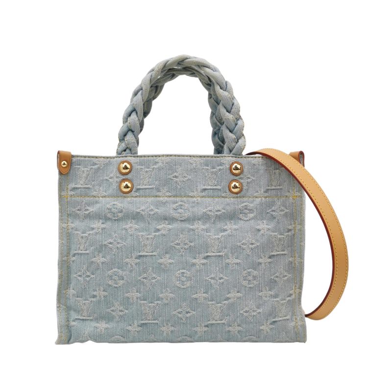 Louis Vuitton Monogram Denim Let Go PM Tote Bag Sky Blue Gold Hardware