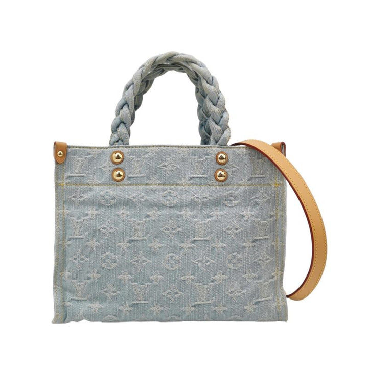 Louis Vuitton Monogram Denim Let Go PM Tote Bag Sky Blue Gold Hardware