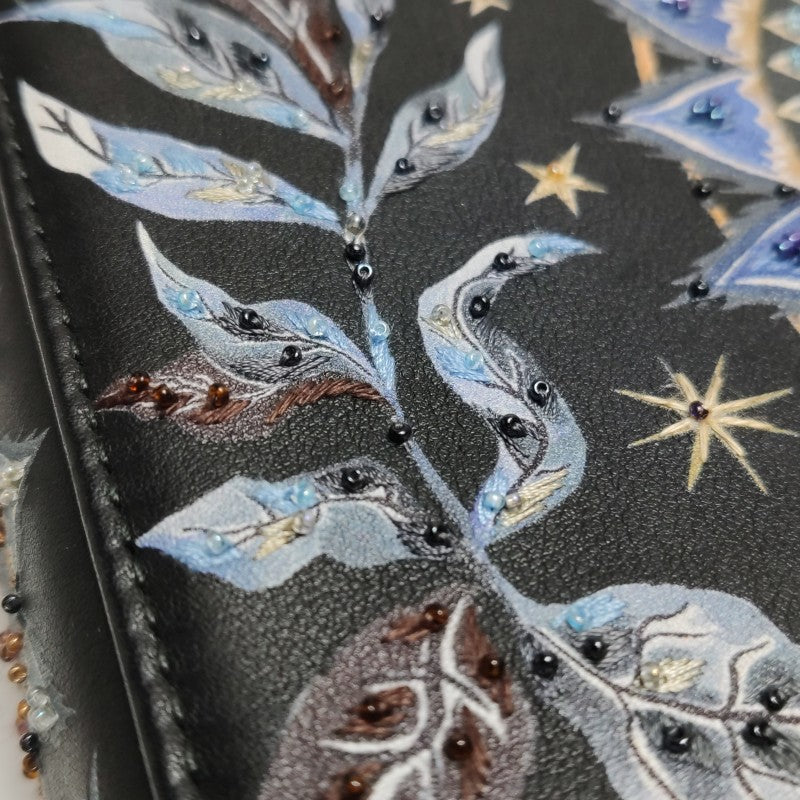 Christian Dior Lady Dior Medium Nature Ballet Star Embroidery Handbag Black Calfskin Gold Hardware