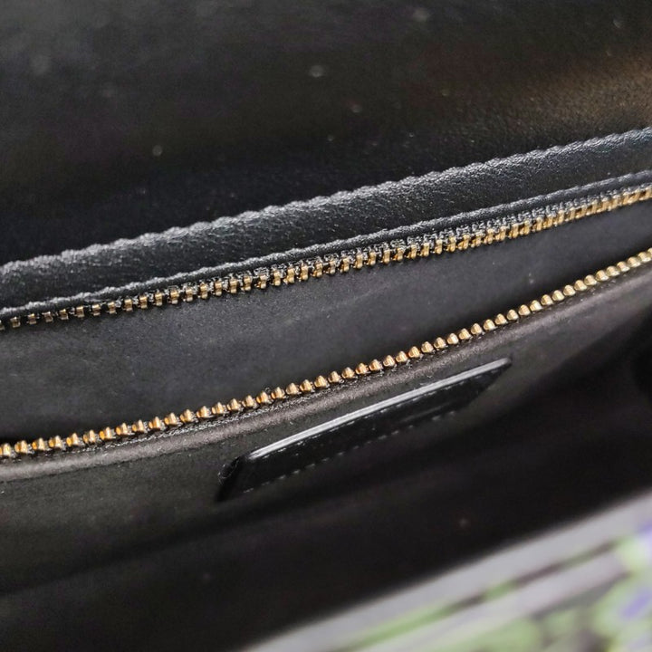 Christian Dior Medium Lady Dior Elephant Embellished Beaded Black Leather Handbag Gold Hardware