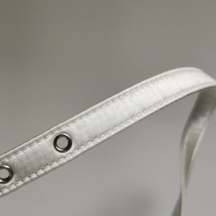 Christian Dior Floral-Sequined Mini Lady Dior Bag Off-White Satin Leather Silver Hardware