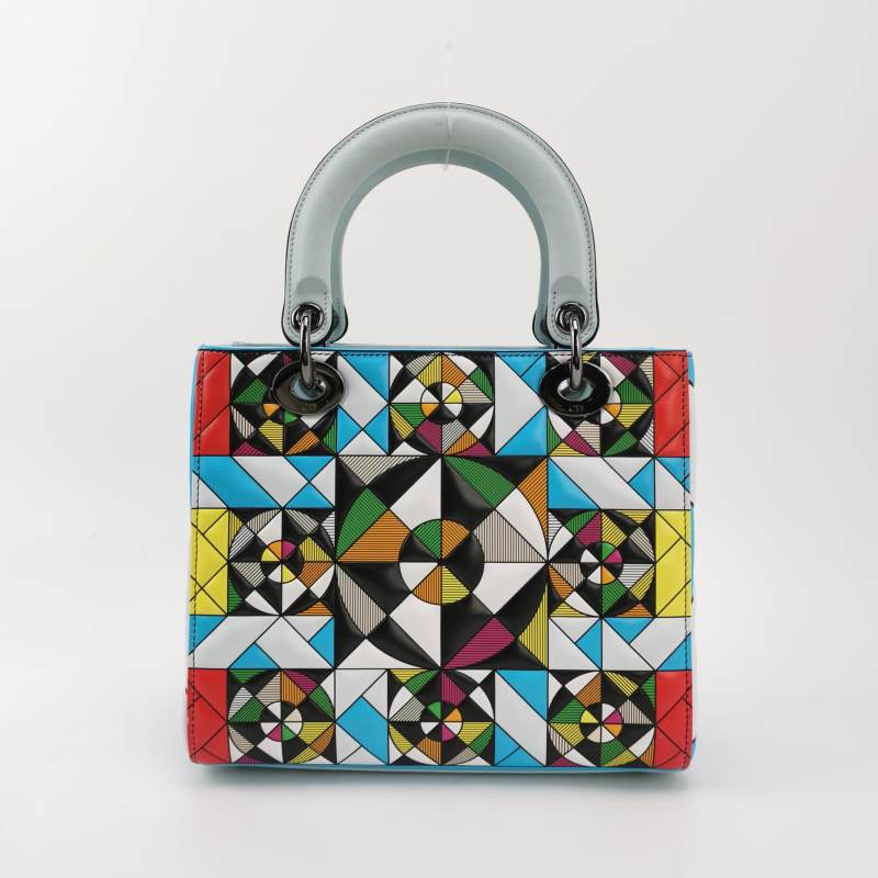 Dior Medium Lady Dior Bag by Eduardo Terrazas Multicolour Geometric Leather Dark Hardware