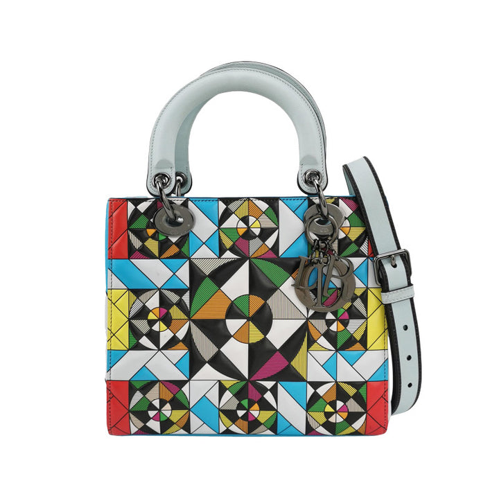 Dior Medium Lady Dior Bag by Eduardo Terrazas Multicolour Geometric Leather Dark Hardware