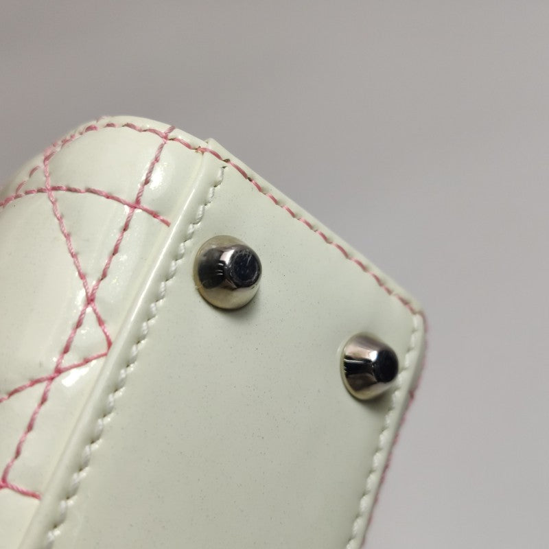 Dior Micro Lady Dior Bag Pink and Cream Ombre Patent Cannage Silver Hardware