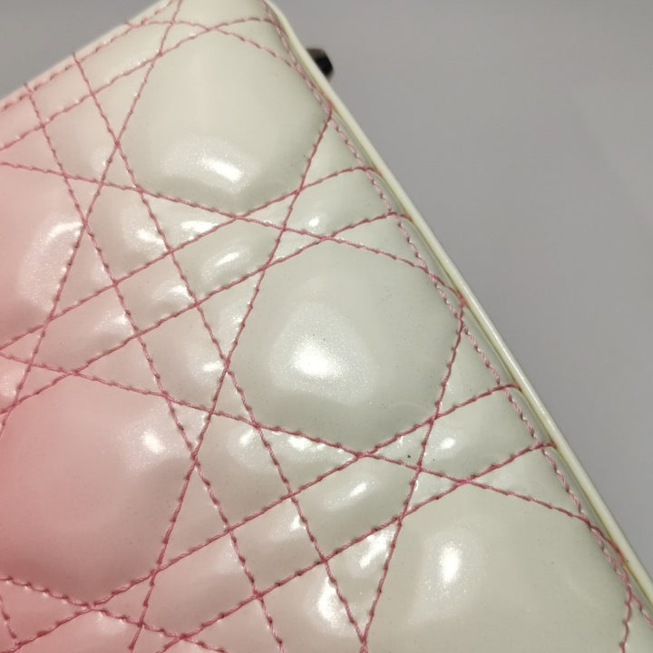 Dior Micro Lady Dior Bag Pink and Cream Ombre Patent Cannage Silver Hardware