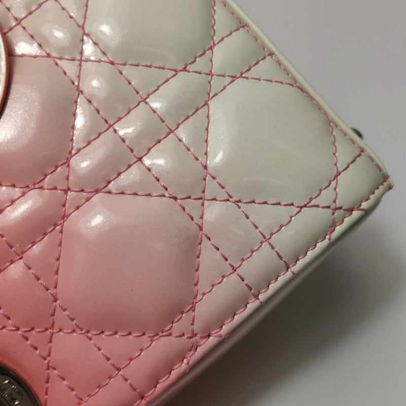 Dior Micro Lady Dior Bag Pink and Cream Ombre Patent Cannage Silver Hardware