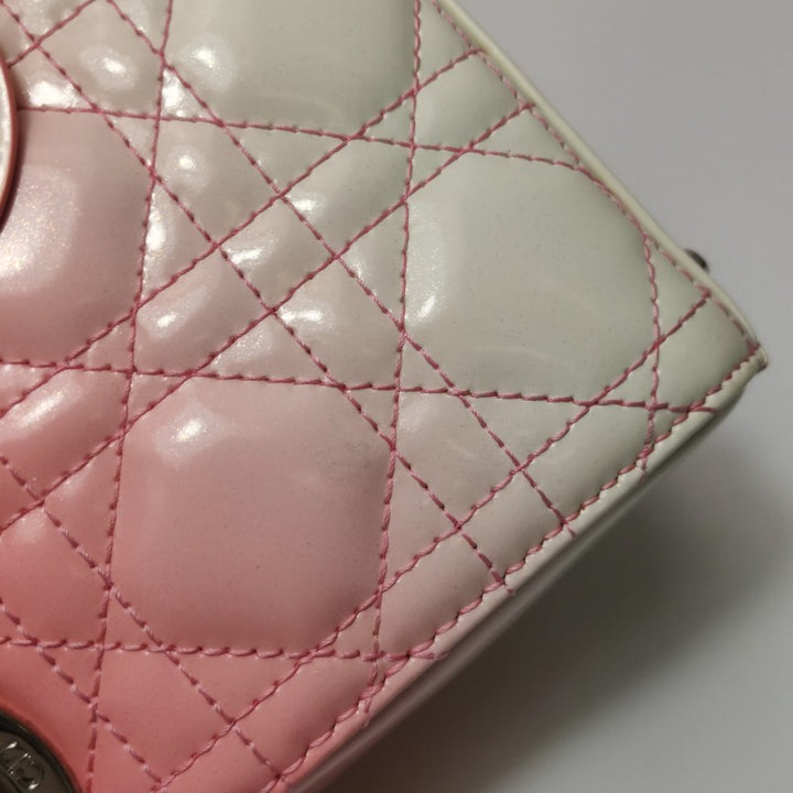 Dior Micro Lady Dior Bag Pink and Cream Ombre Patent Cannage Silver Hardware
