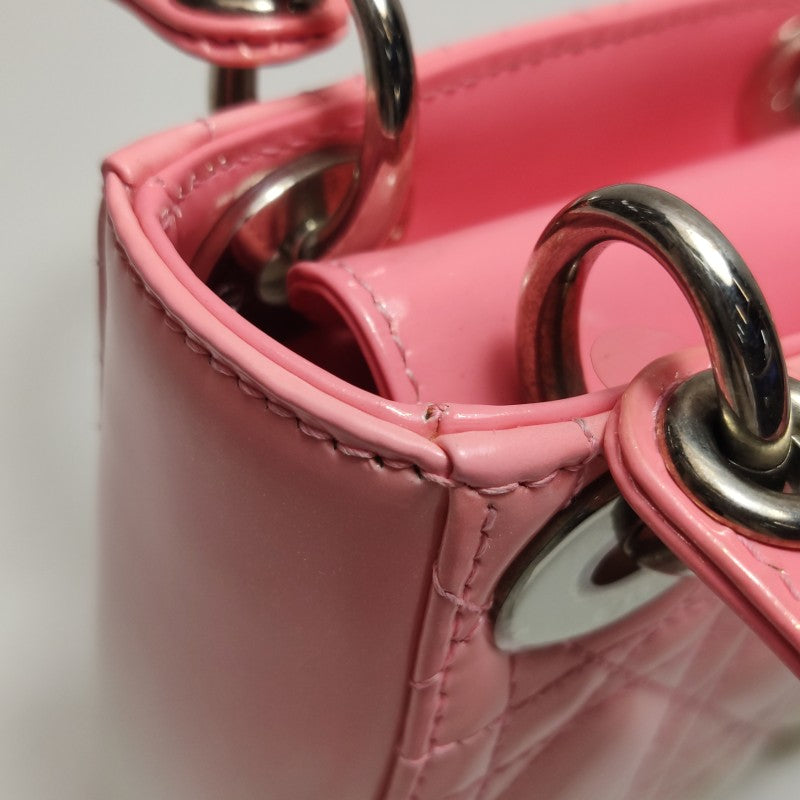Dior Micro Lady Dior Bag Pink and Cream Ombre Patent Cannage Silver Hardware
