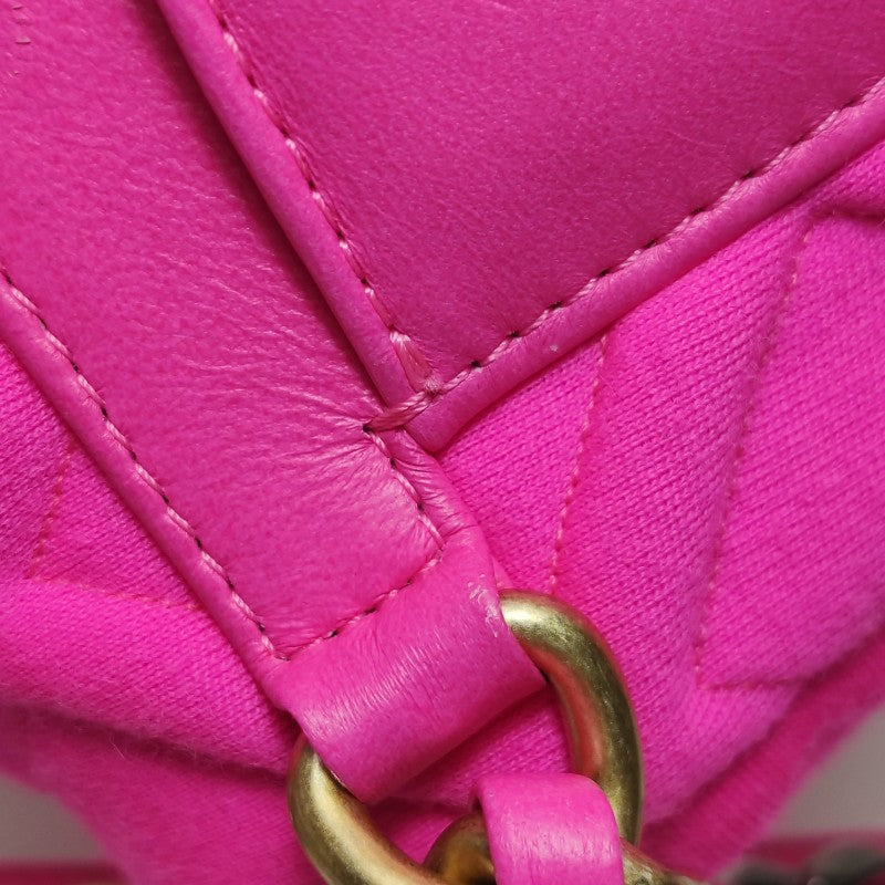 Chanel 19 Line Waist Belt Bag Pink Quilted Jersey Gold Hardware