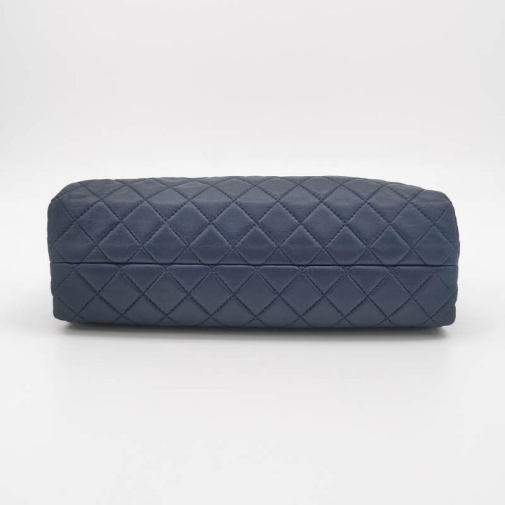 Chanel Classic Maxi Jumbo Flap Bag Navy Blue Lambskin Leather Silver Hardware