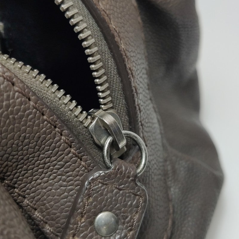 Chanel Vintage Wild Stitch Coco Mark Caviar Leather Mini Boston Bag Beige Silver Hardware