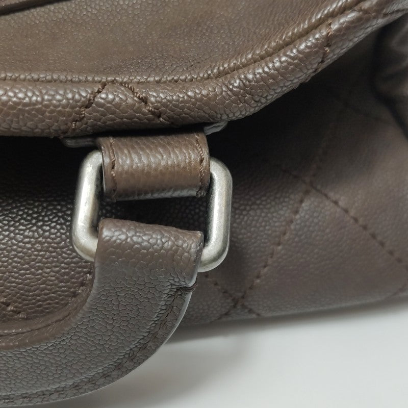Chanel Vintage Wild Stitch Coco Mark Caviar Leather Mini Boston Bag Beige Silver Hardware