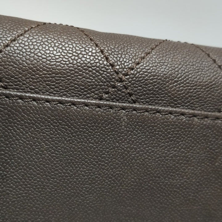 Chanel Vintage Wild Stitch Coco Mark Caviar Leather Mini Boston Bag Beige Silver Hardware
