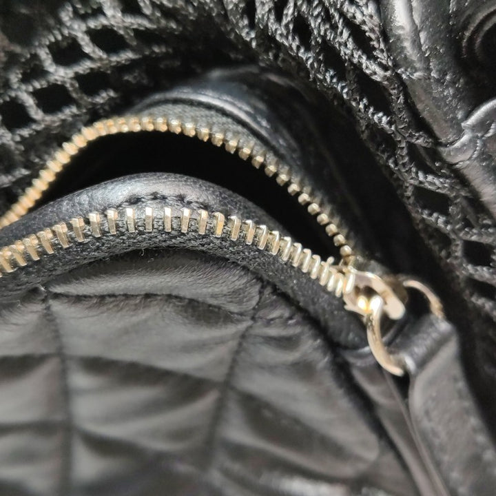 Chanel Small Shiny Lambskin Mesh Quilted Cargo Duma Backpack Black Gold Hardware