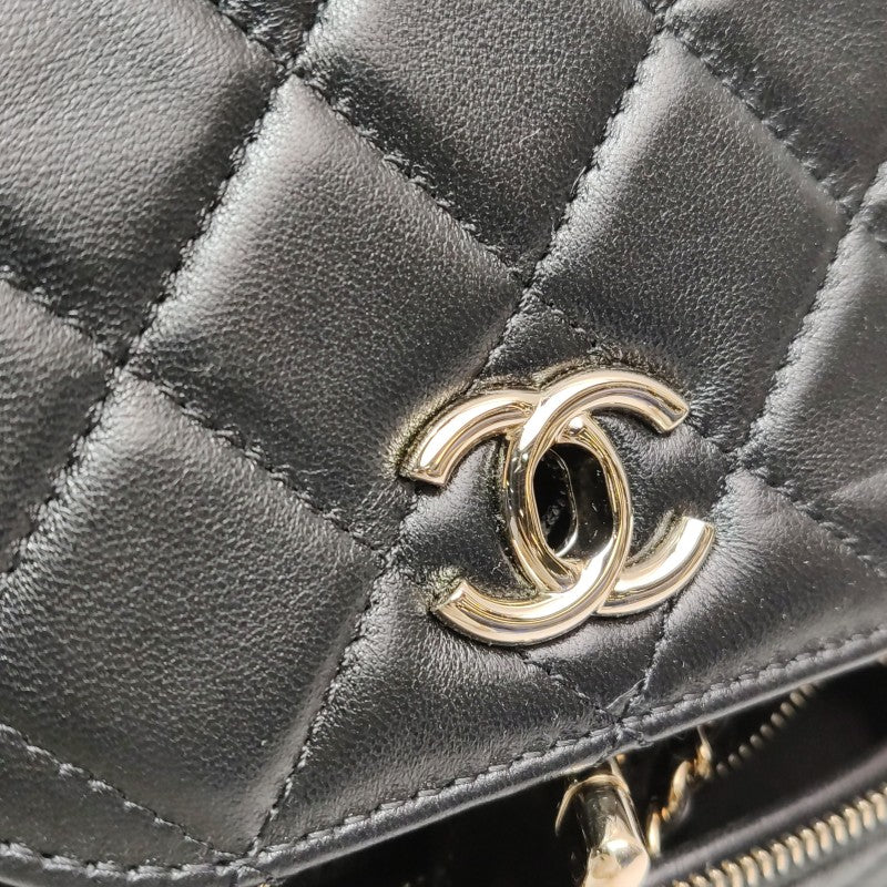 Chanel Small Shiny Lambskin Mesh Quilted Cargo Duma Backpack Black Gold Hardware