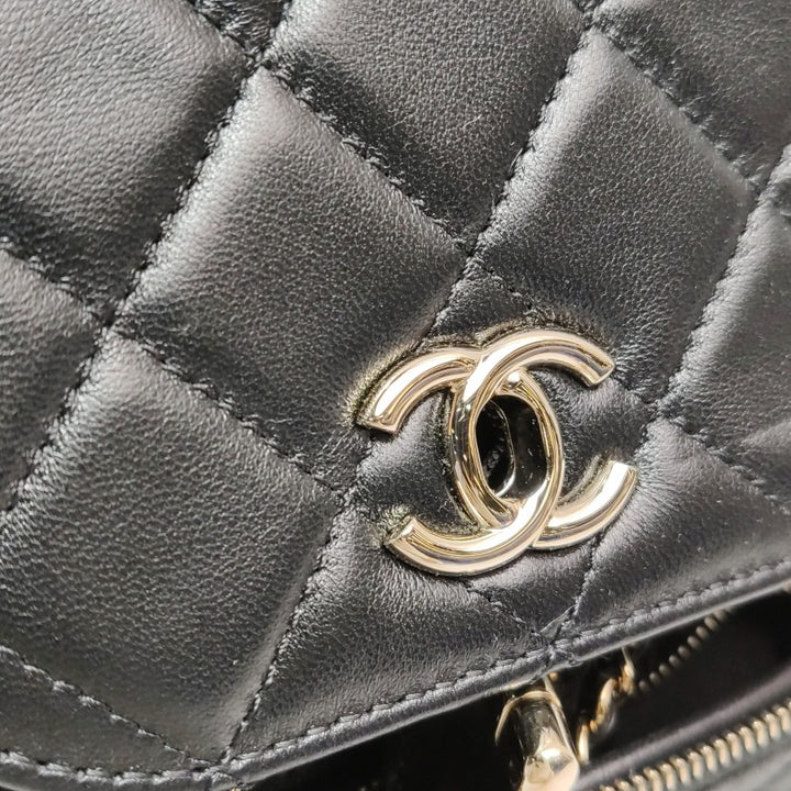 Chanel Small Shiny Lambskin Mesh Quilted Cargo Duma Backpack Black Gold Hardware