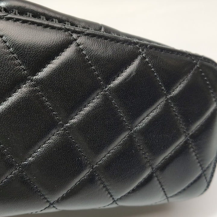 Chanel Small Shiny Lambskin Mesh Quilted Cargo Duma Backpack Black Gold Hardware