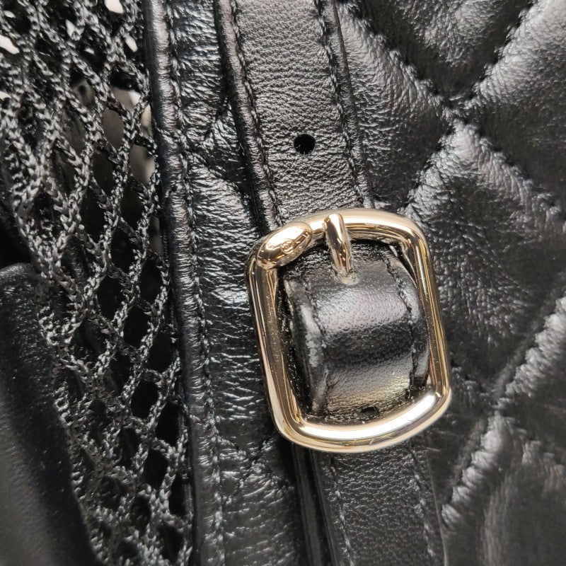 Chanel Small Shiny Lambskin Mesh Quilted Cargo Duma Backpack Black Gold Hardware