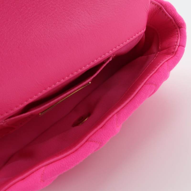 Chanel 19 Line Waist Belt Bag Pink Quilted Jersey Gold Hardware