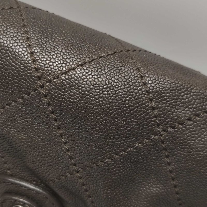 Chanel Vintage Wild Stitch Coco Mark Caviar Leather Mini Boston Bag Beige Silver Hardware