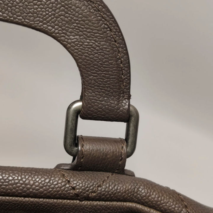 Chanel Vintage Wild Stitch Coco Mark Caviar Leather Mini Boston Bag Beige Silver Hardware