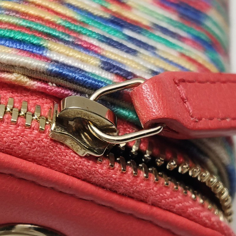 Chanel Micro Vanity Case Multicolour Thread and Red Lambskin Gold Hardware