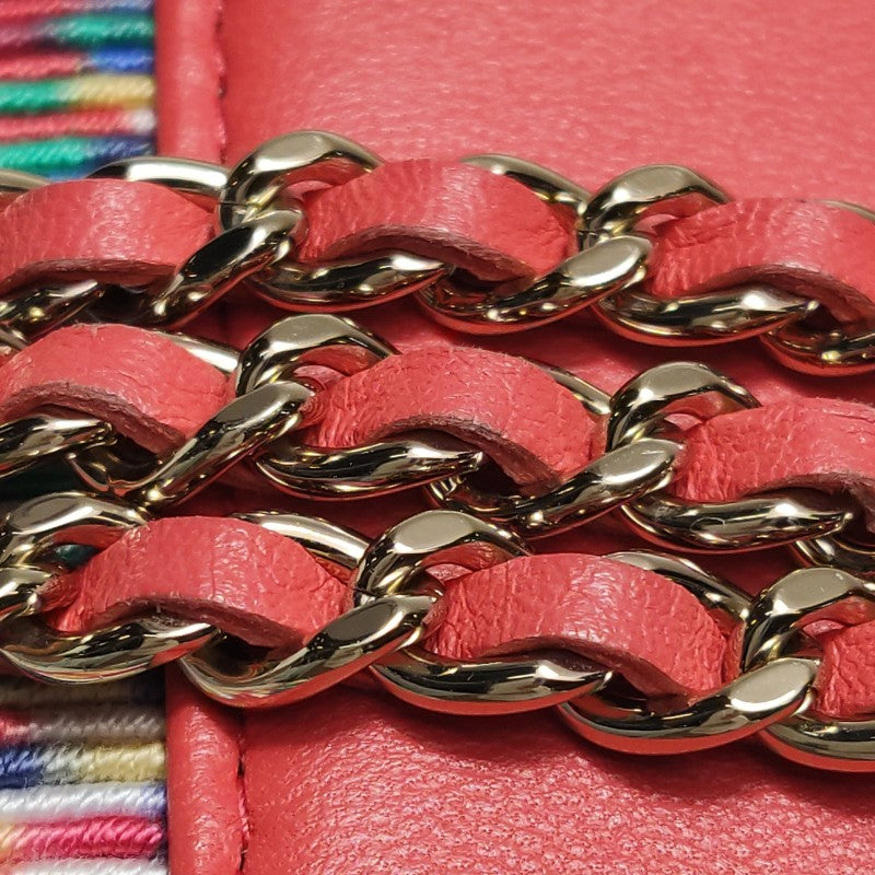 Chanel Micro Vanity Case Multicolour Thread and Red Lambskin Gold Hardware