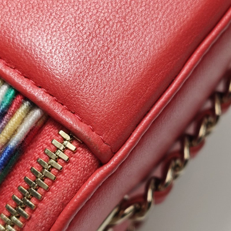 Chanel Micro Vanity Case Multicolour Thread and Red Lambskin Gold Hardware