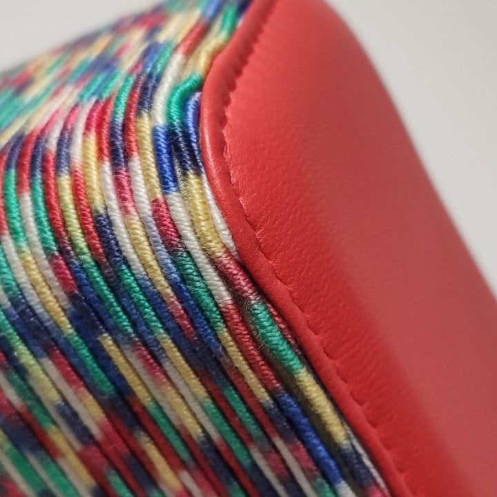 Chanel Micro Vanity Case Multicolour Thread and Red Lambskin Gold Hardware