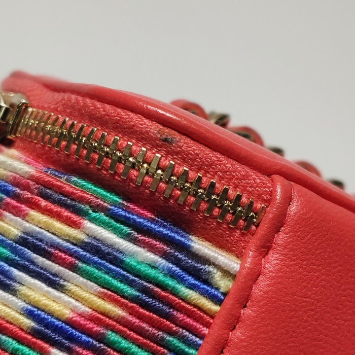 Chanel Micro Vanity Case Multicolour Thread and Red Lambskin Gold Hardware