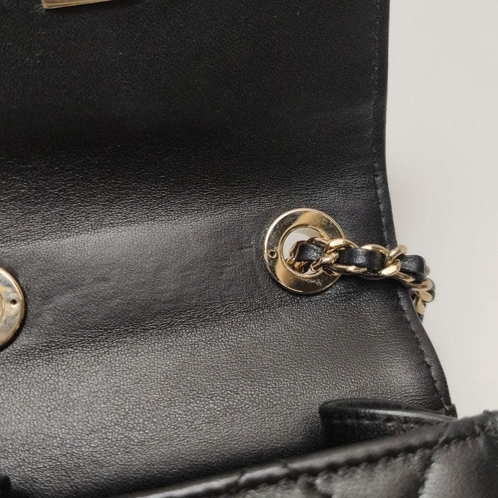 Chanel Mini Trendy CC Clutch With Chain Black Quilted Lambskin Gold Hardware