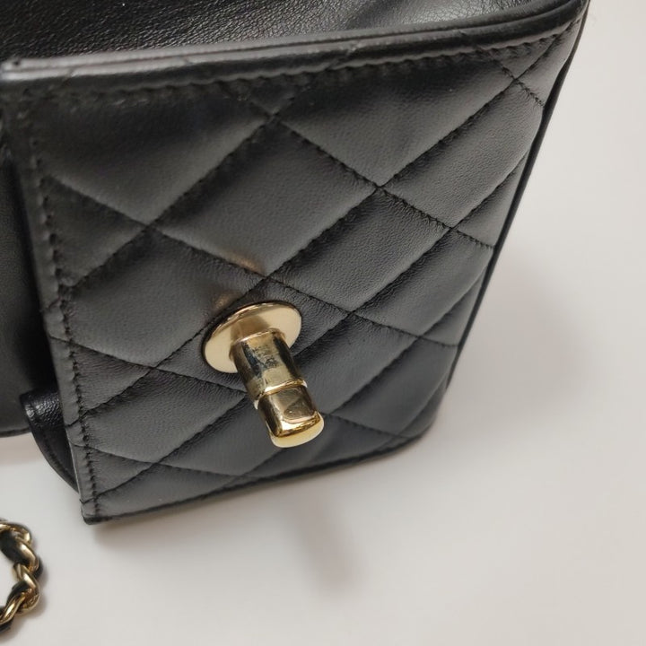 Chanel Mini Trendy CC Clutch With Chain Black Quilted Lambskin Gold Hardware