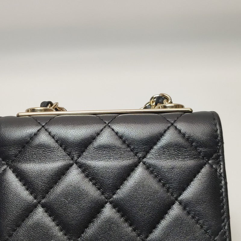 Chanel Mini Trendy CC Clutch With Chain Black Quilted Lambskin Gold Hardware