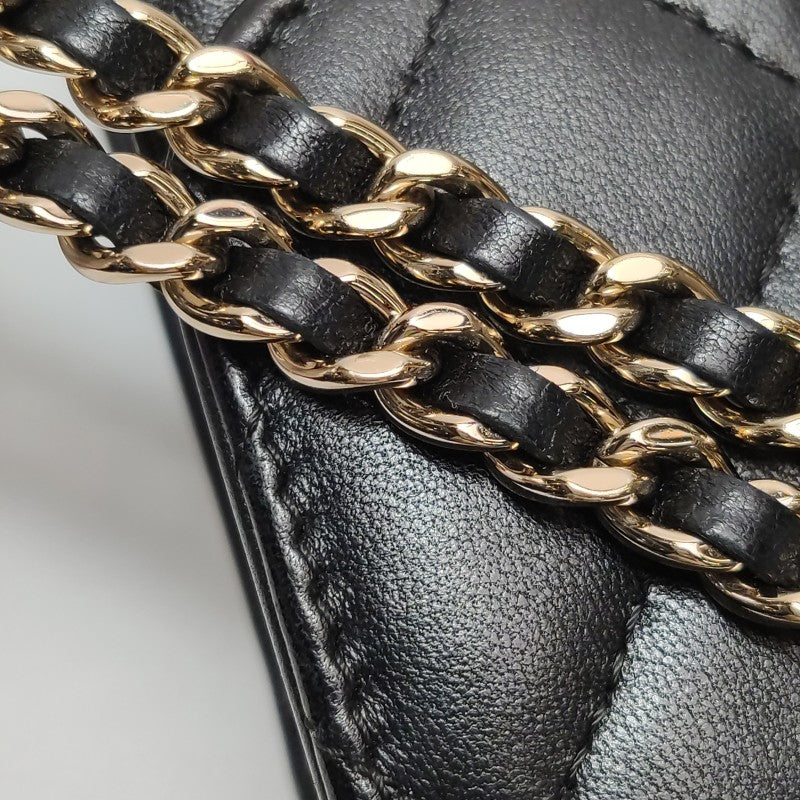Chanel Mini Trendy CC Clutch With Chain Black Quilted Lambskin Gold Hardware