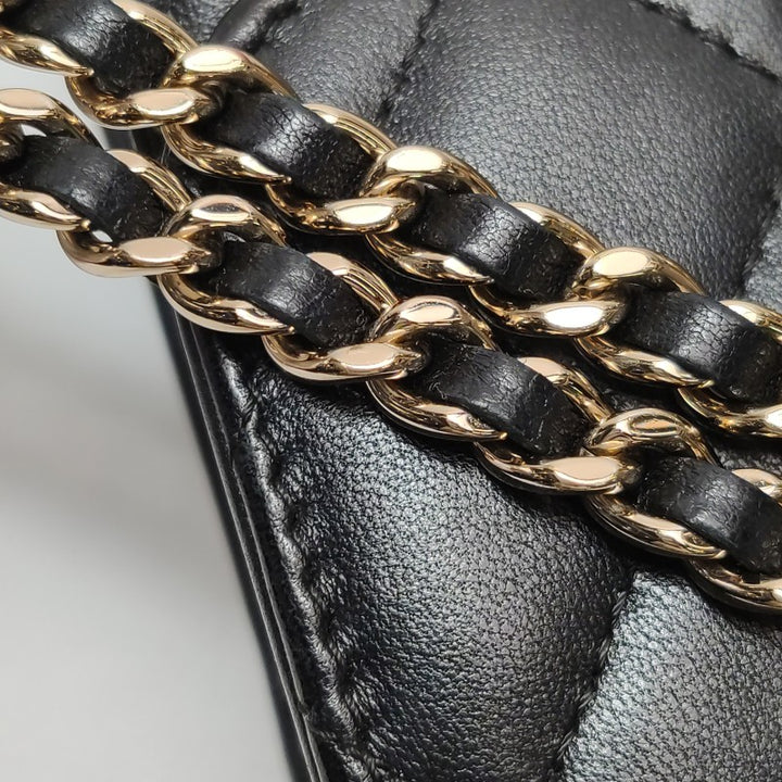 Chanel Mini Trendy CC Clutch With Chain Black Quilted Lambskin Gold Hardware