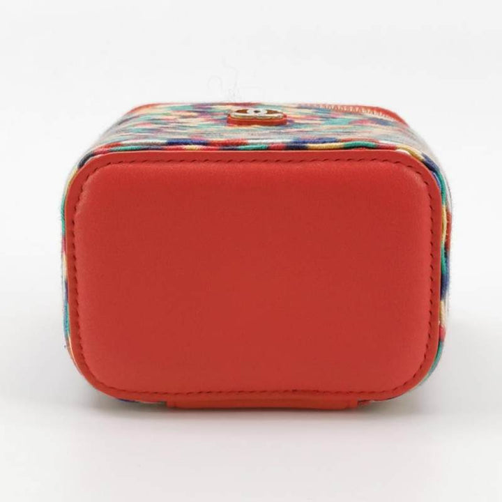 Chanel Micro Vanity Case Multicolour Thread and Red Lambskin Gold Hardware