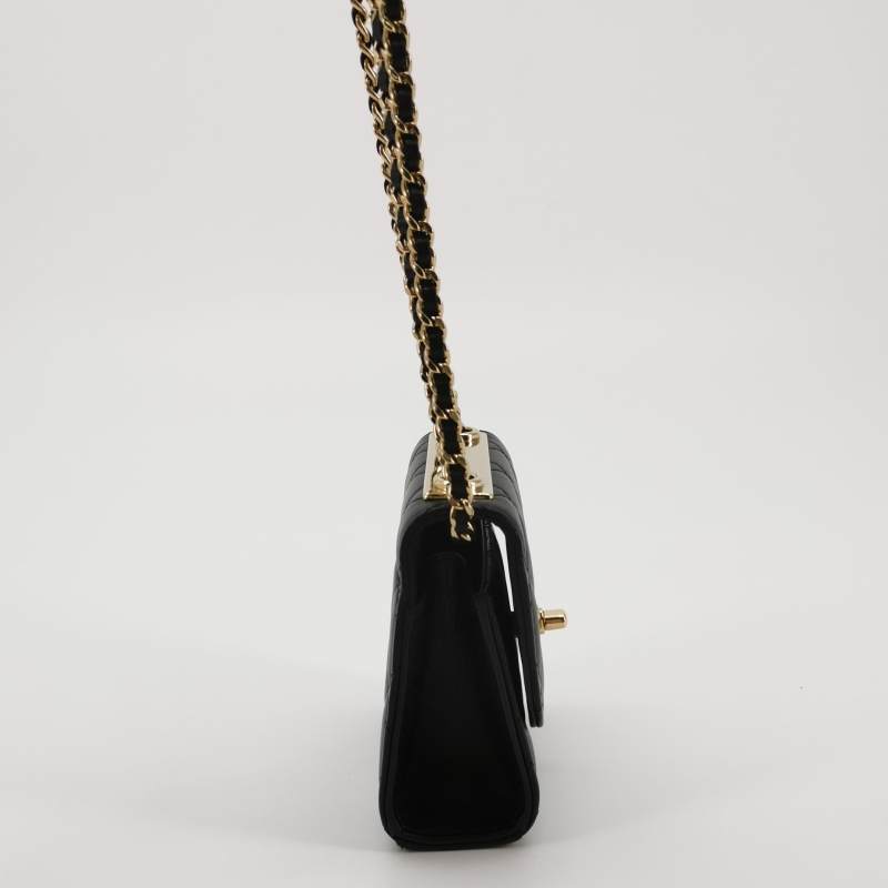 Chanel Mini Trendy CC Clutch With Chain Black Quilted Lambskin Gold Hardware