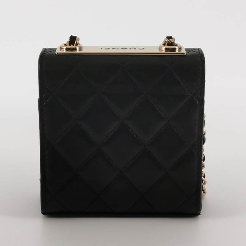 Chanel Mini Trendy CC Clutch With Chain Black Quilted Lambskin Gold Hardware