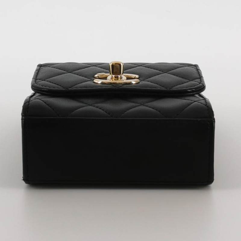 Chanel Mini Trendy CC Clutch With Chain Black Quilted Lambskin Gold Hardware