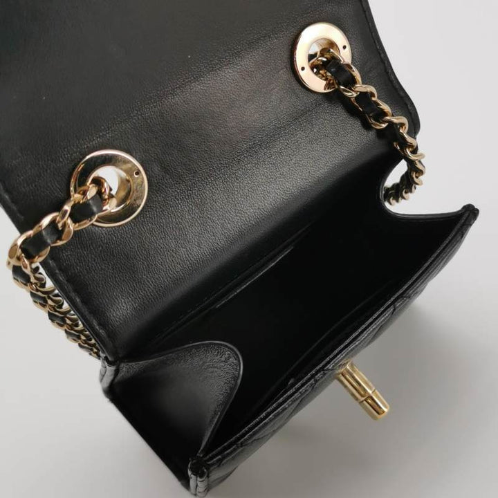 Chanel Mini Trendy CC Clutch With Chain Black Quilted Lambskin Gold Hardware