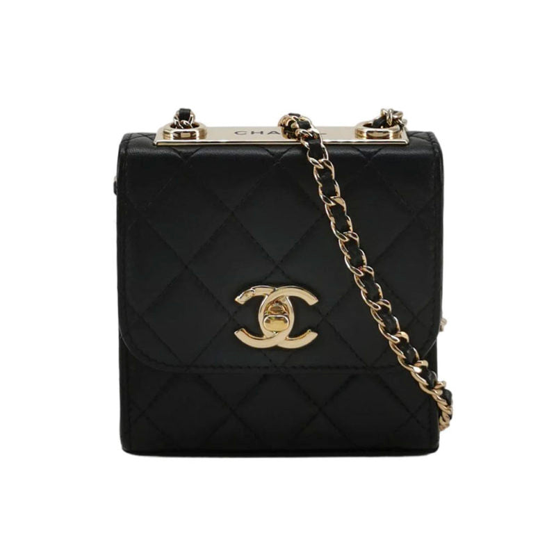 Chanel Mini Trendy CC Clutch With Chain Black Quilted Lambskin Gold Hardware