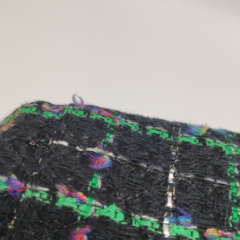 Chanel Black Multicolour Wool Tweed Camellia Flap Bag Dark Hardware