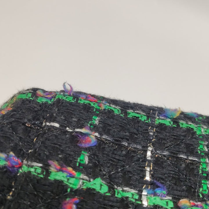 Chanel Black Multicolour Wool Tweed Camellia Flap Bag Dark Hardware