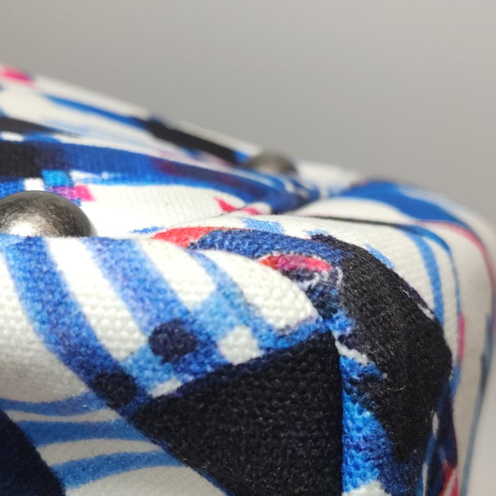 Chanel XXL Canvas Airline Printed Travel Flap Bag Blue Red White Silver Hardware