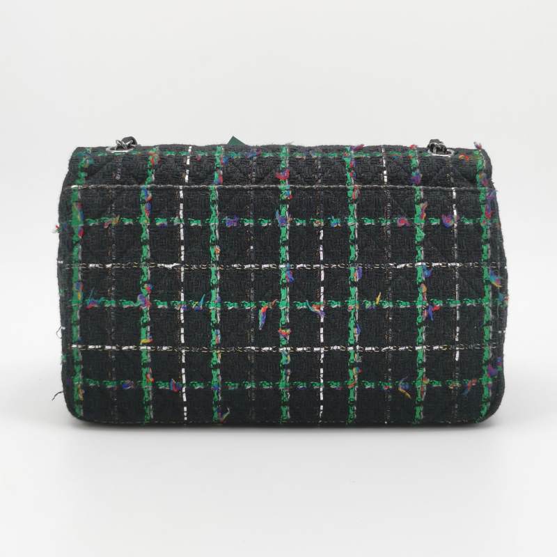 Chanel Black Multicolour Wool Tweed Camellia Flap Bag Dark Hardware